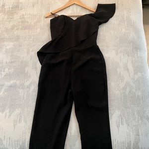 Black Pants Jumpsuit - Off the Shoulder Detail - XS - Designer Adeline Rae
